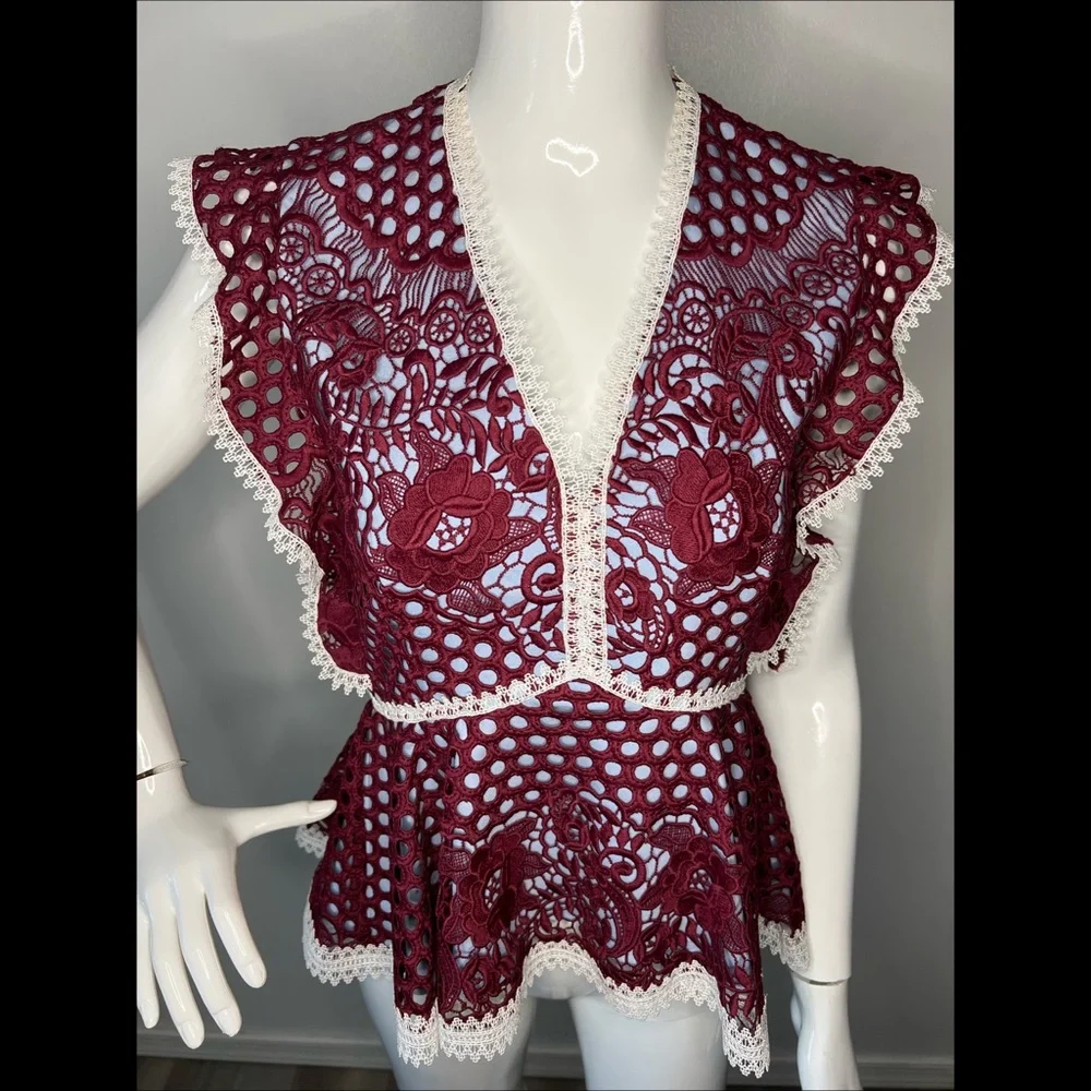 ALEXIS Kirk Lace Paneled Corded Top - Picture 4 of 9